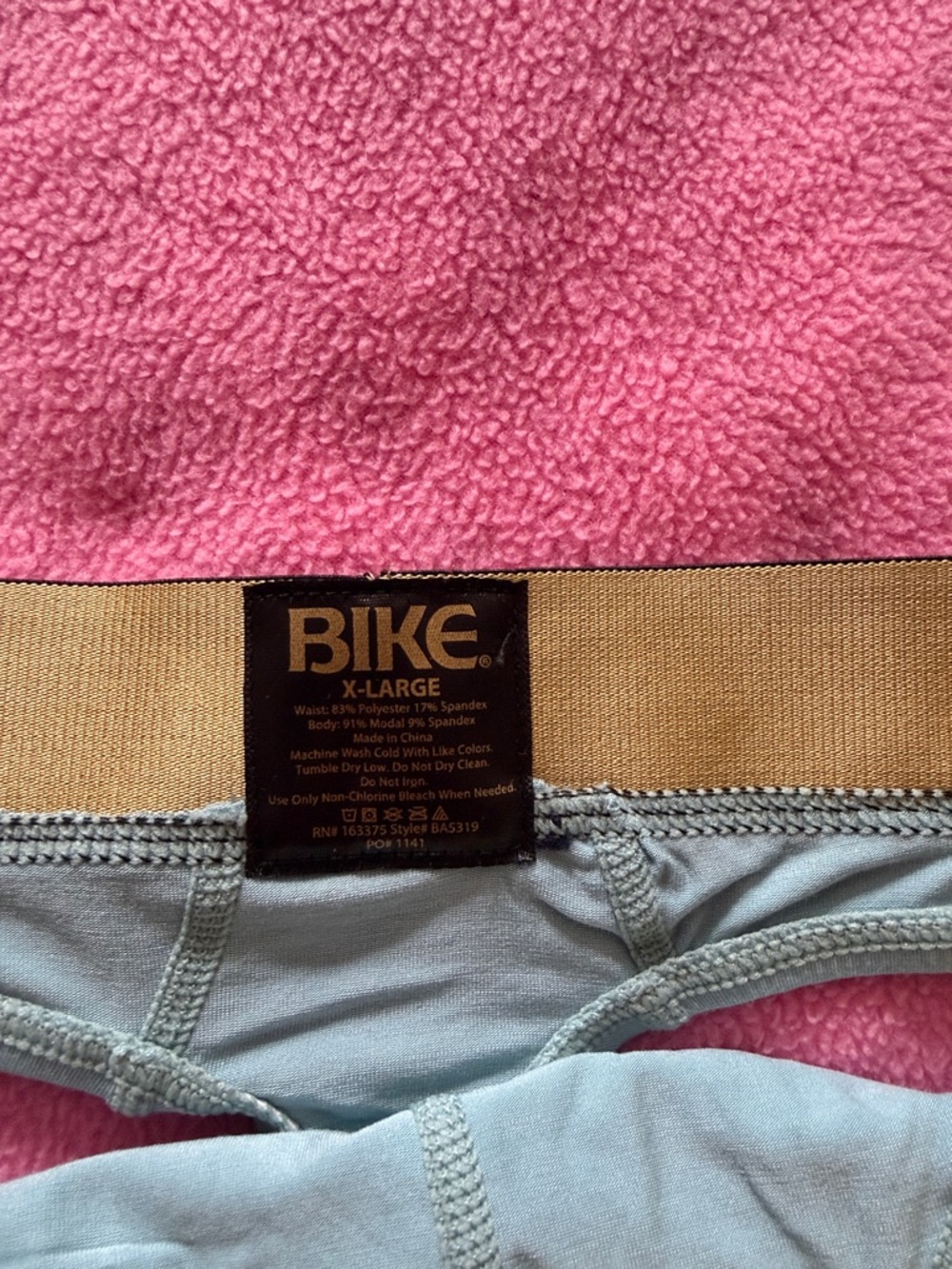 BIKE Light blue men’s thong with Black Waistband - Picture 2 of 3